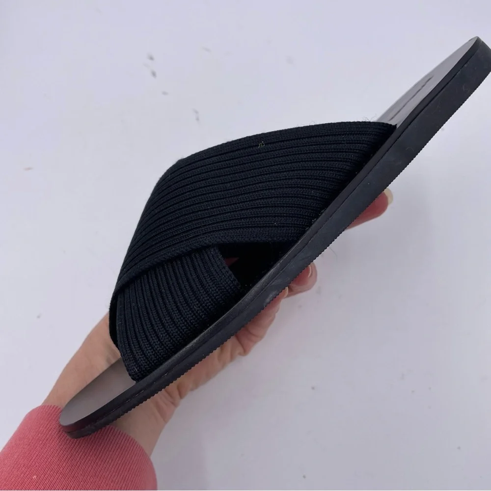 Everlane Black Ribbed Crisscross Slide Sandals - Picture 6 of 11
